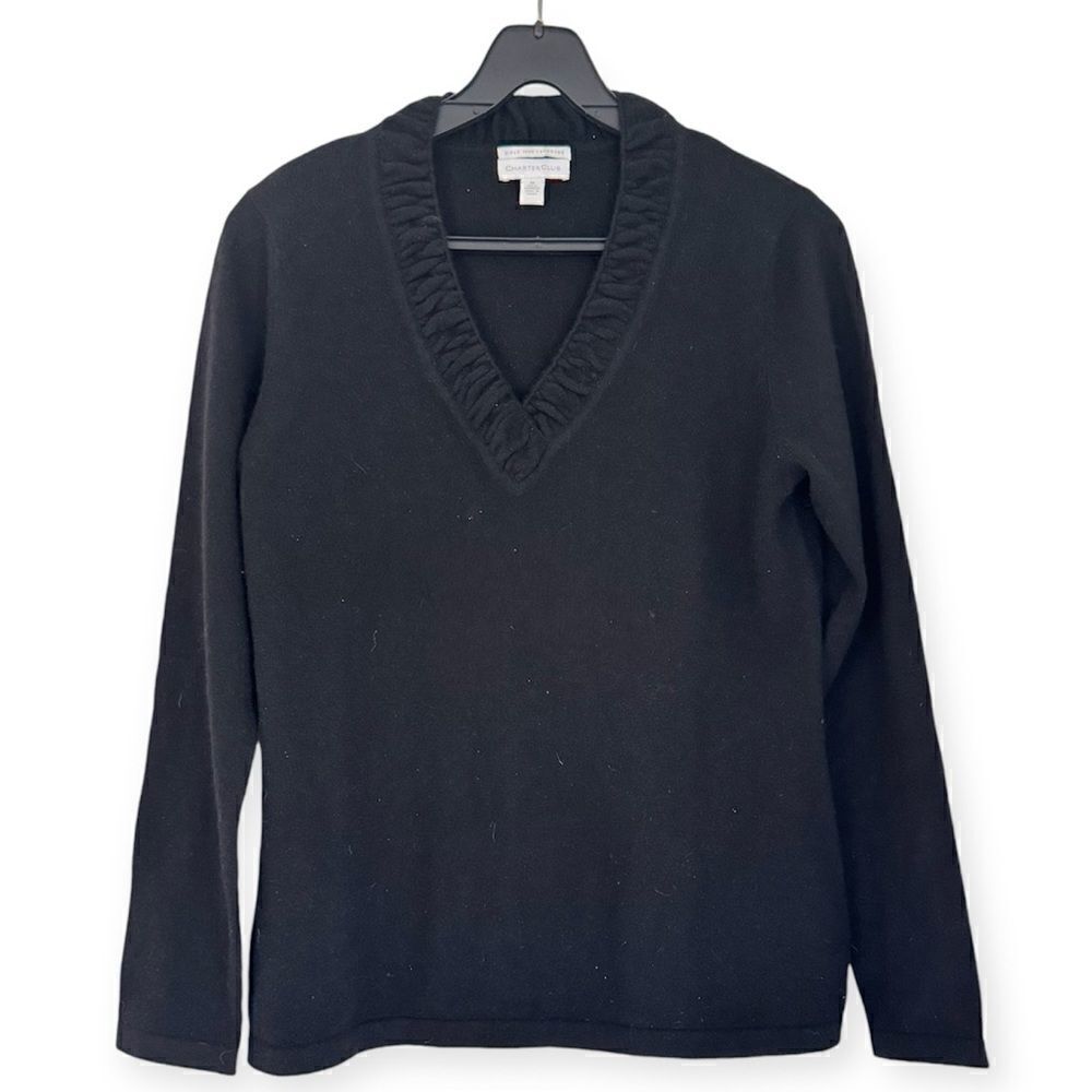 Charter Club 2-Ply 100% Cashmere V-Neck Sweater Size Medium